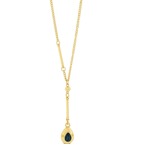 Long Gold and Midnight Blue Pendant Chain by Absolute Jewellery 30”