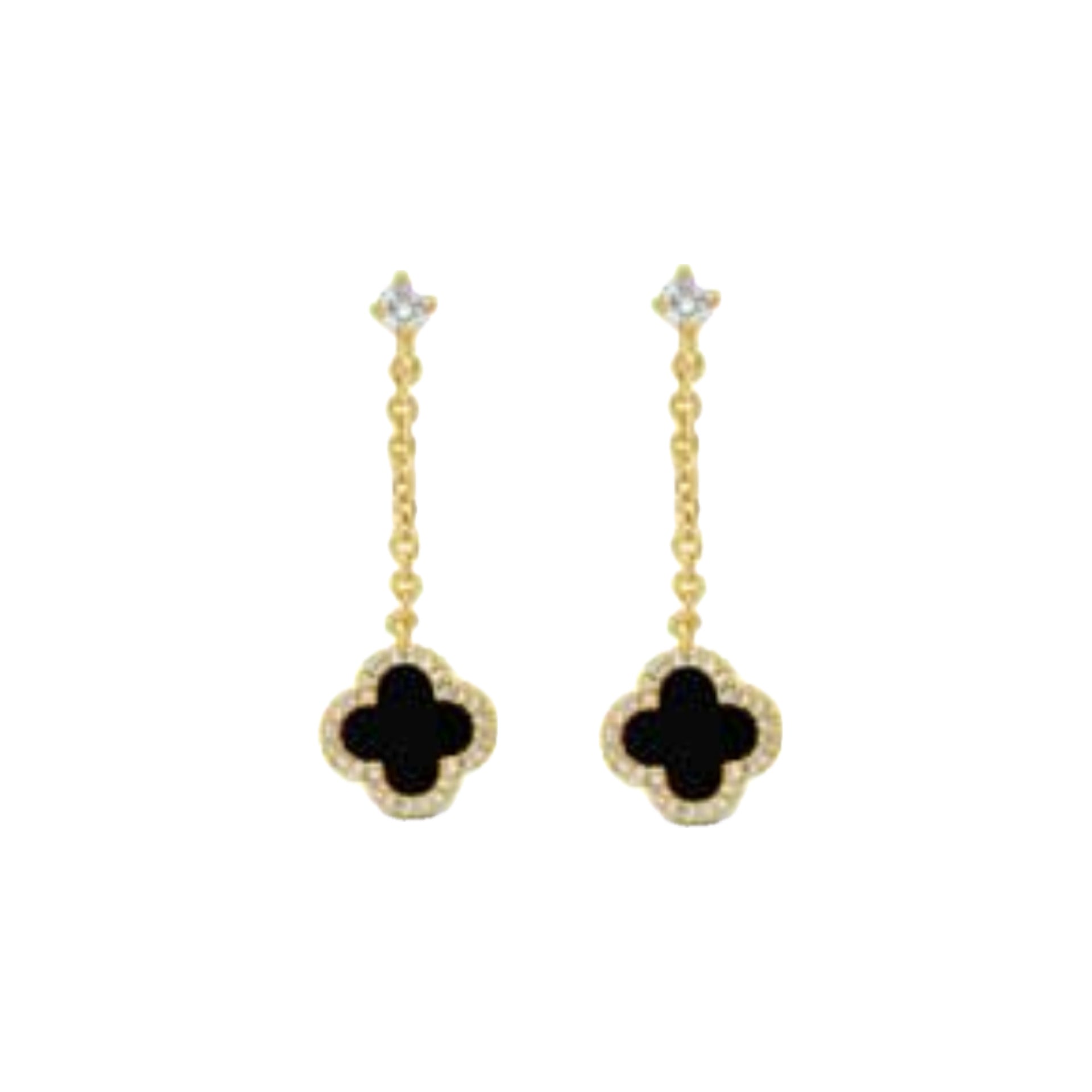 Gold and Jet Long Earrings by Ansolute Jewellery