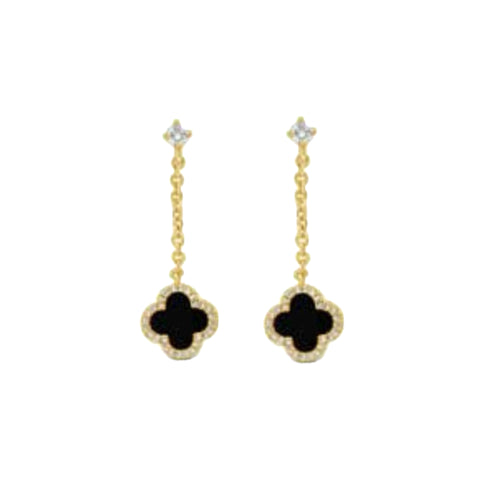 Gold and Jet Long Earrings by Ansolute Jewellery