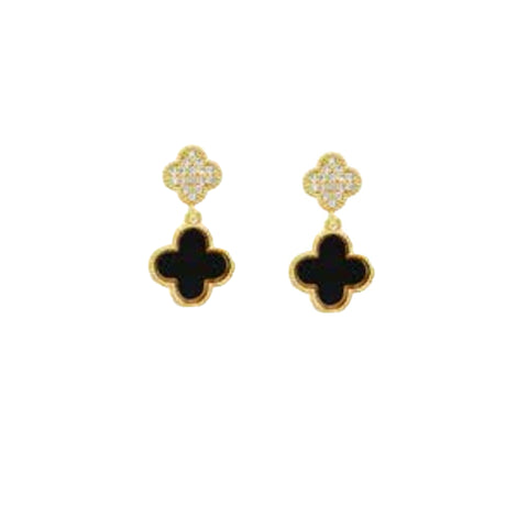 Gold and Jet Drop Earrings by Absolute Jewellery