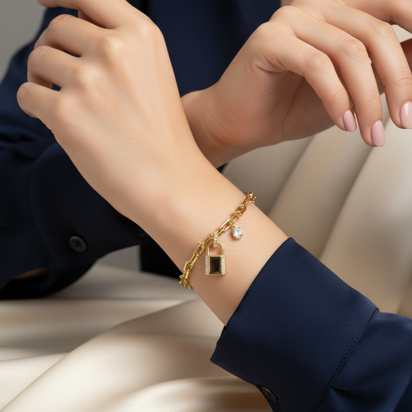 Lock Bracelet with Charm by Absolute Jewellery