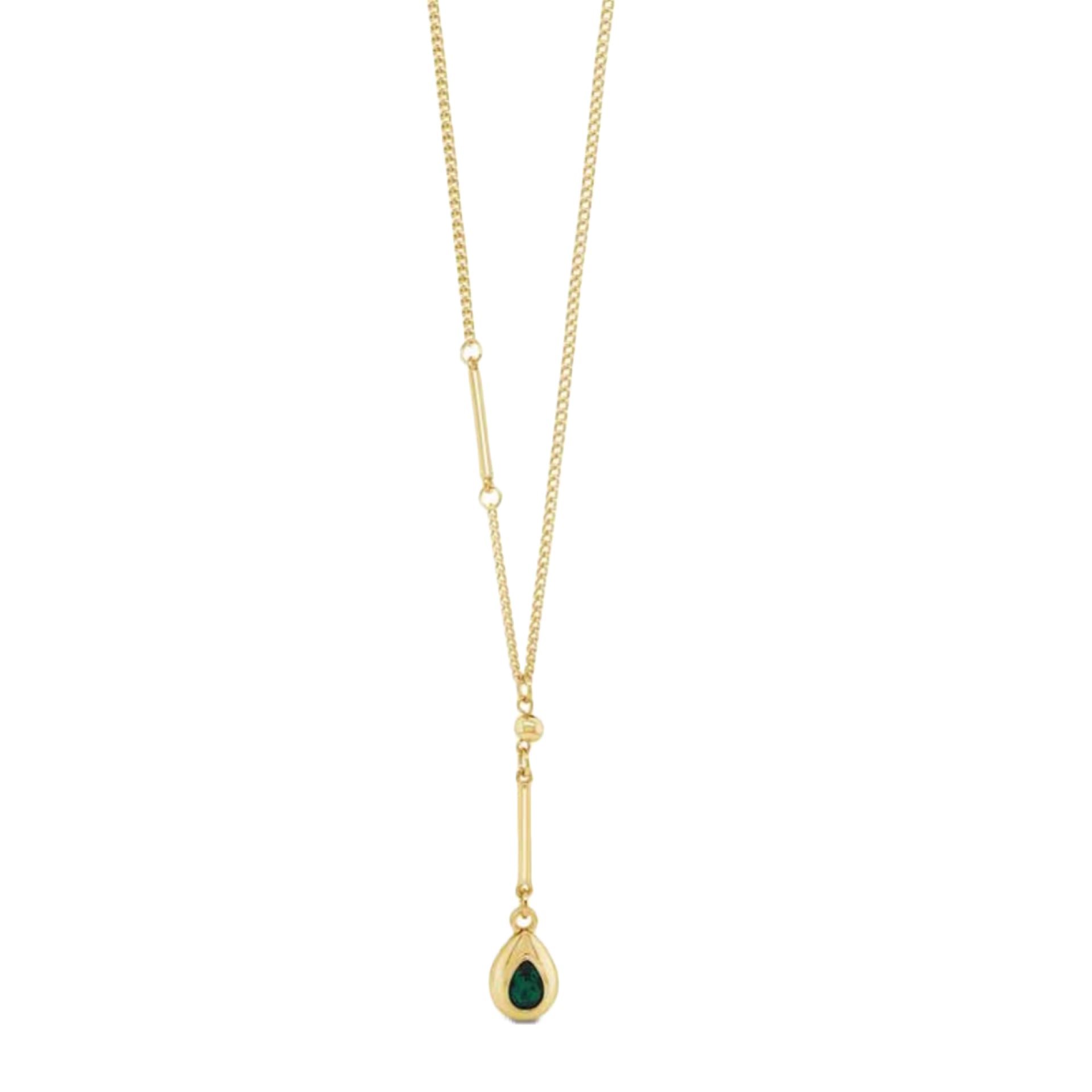 Long Emerald and Gold Pendant by Absolute Jewellery