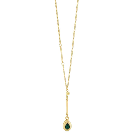 Long Emerald and Gold Pendant by Absolute Jewellery