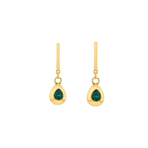 Long Emerald and Gold Earrings by Absolute Jewellery