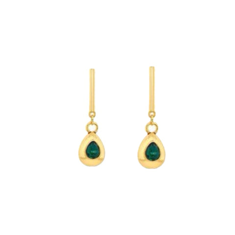 Long Emerald and Gold Earrings by Absolute Jewellery
