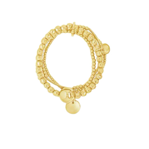 Triple Layered Gold Beaded Bracelet by Absolute Jewellery
