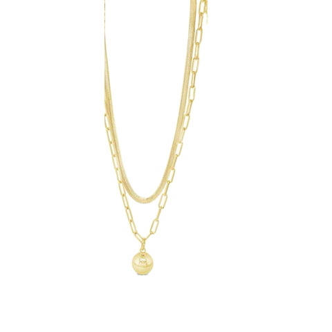 Double Layer Drop Pendant in Gold by Absolute Jewellery 17”/18”