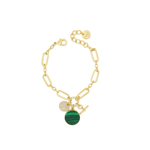Gold and Emerald pendant bracelet by Absolute Jewellery