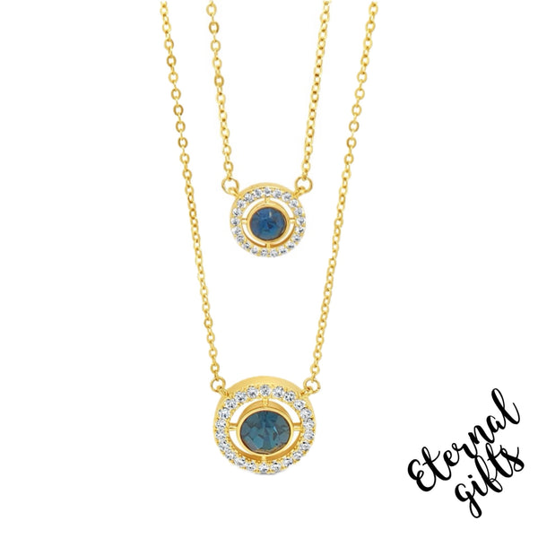 Gold & Sapphire Double Chain by Absolute Jewellery