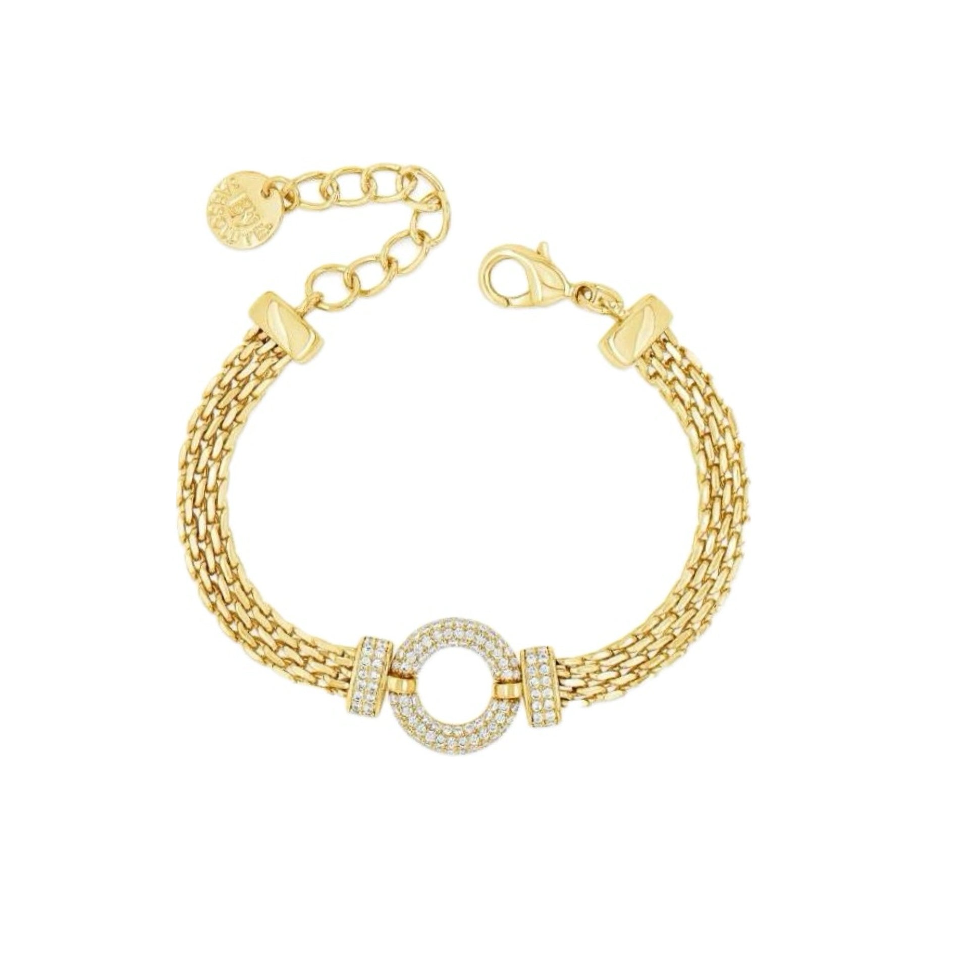 Gold Popcorn Link Bracelet with CZ Halo BY Absolute Jewellery