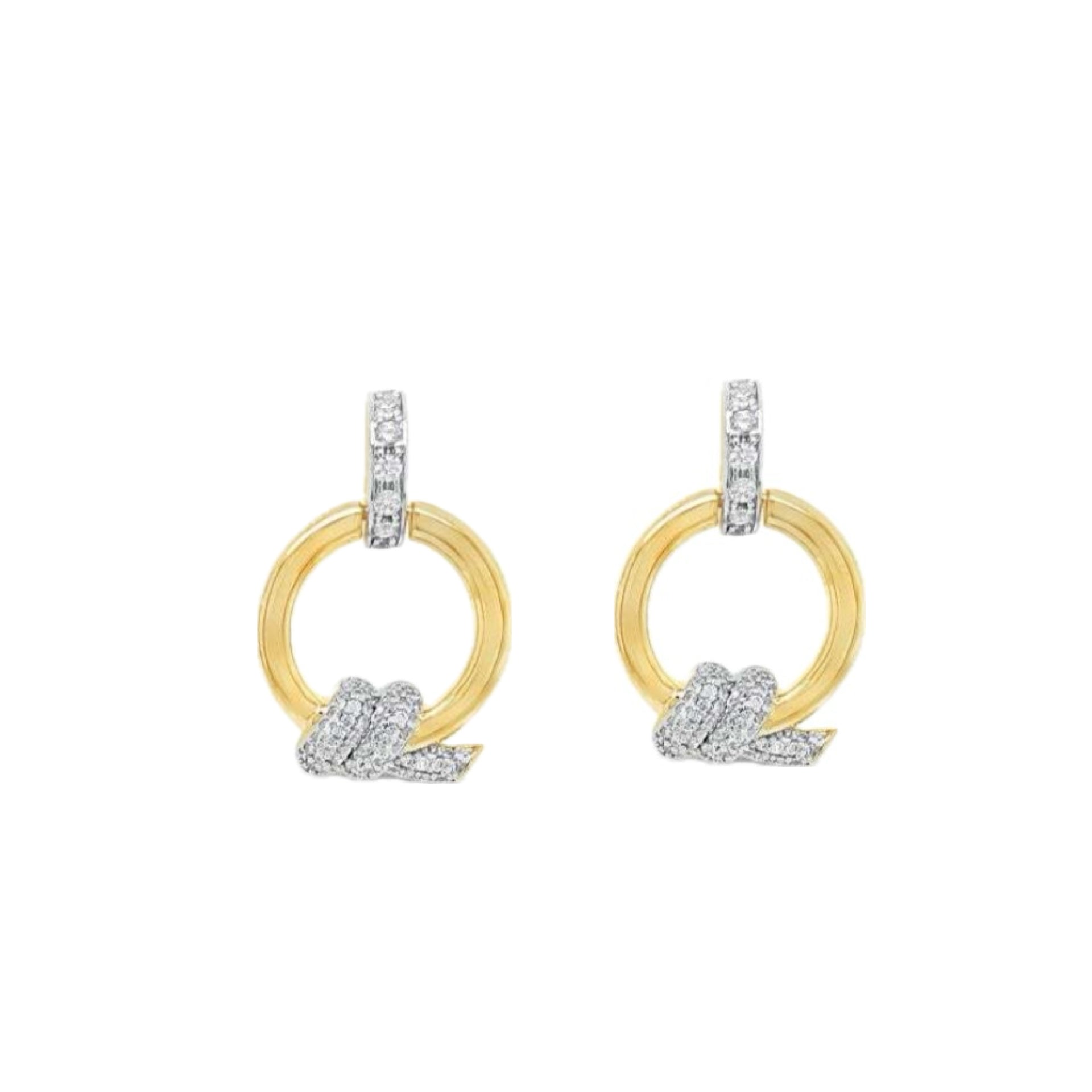 Gold CZ Round Drop Earrings by Absolute Jewellery