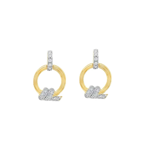 Gold CZ Round Drop Earrings by Absolute Jewellery