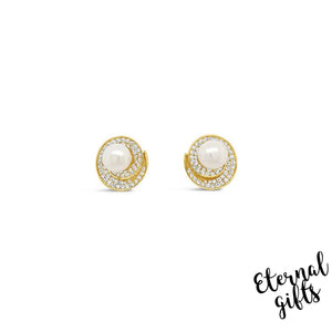 Gold Pearl Swirl Earring by Absolute Jewellery