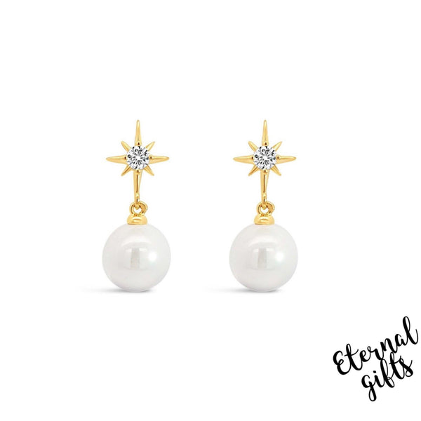 North Star Pearl and Gold Drop Earring by Absolute Earrings