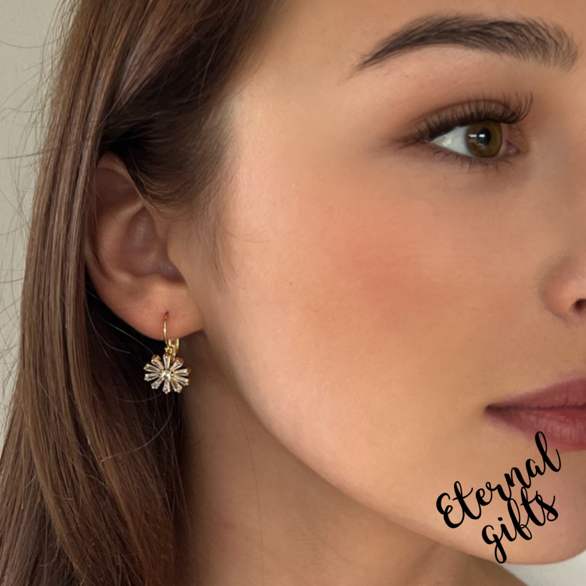 Gold Daisy French Clip Earrings by Absolute Jewellery