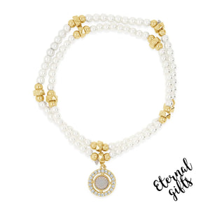 Dainty Pearl double layer bracelet in gold by Absolute Jewellery