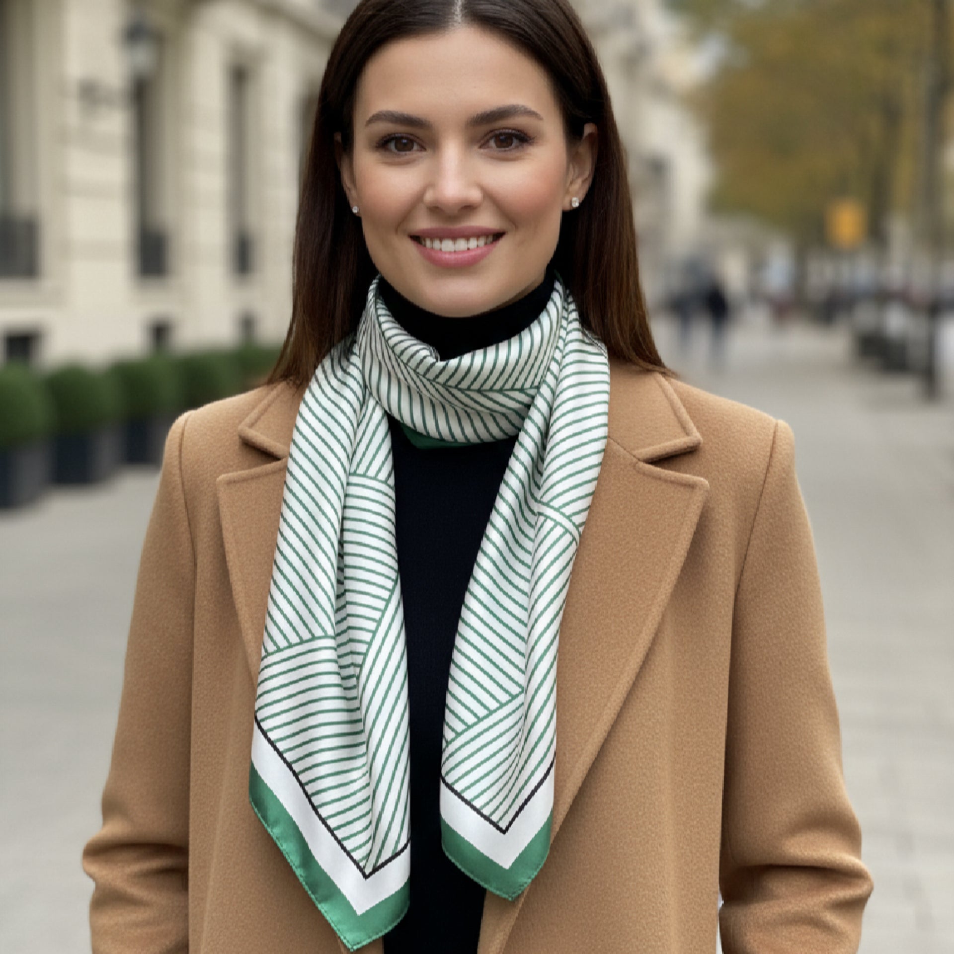 Green and White Dress Scarf