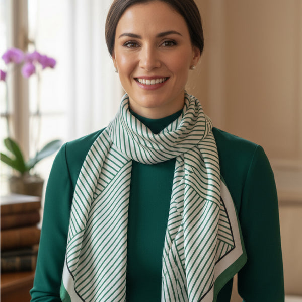 Green and White Dress Scarf