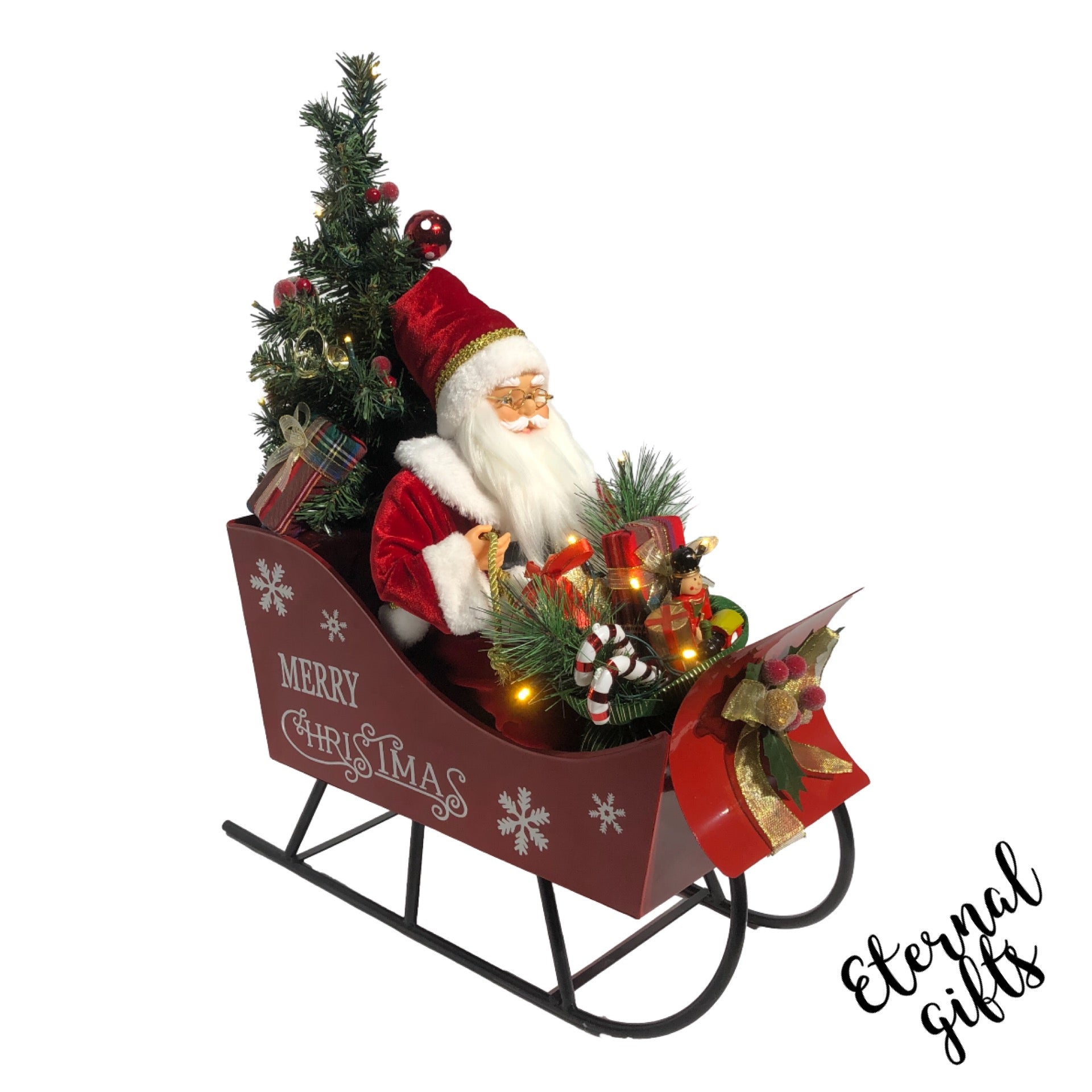 Santa on Metal Sleigh