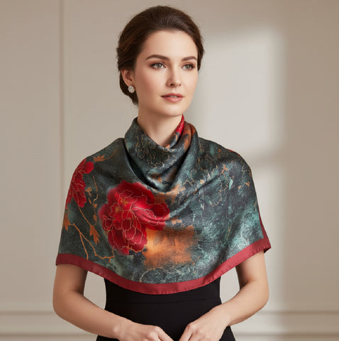 Emerald and Burgundy Dress Scarf