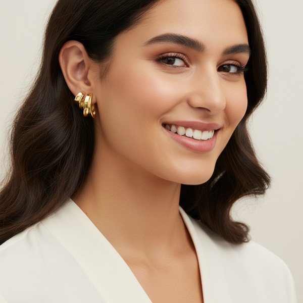 Double Hoop Earring in Gold by Absolute Jewellery