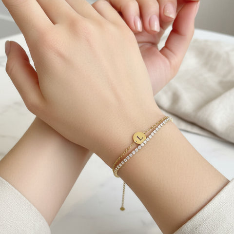 ‘L’ Initial Charm Bracelet in Gold by Kilkenny Silver