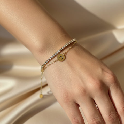 ‘C’ Initial Charm Bracelet in Gold by Kilkenny Silver