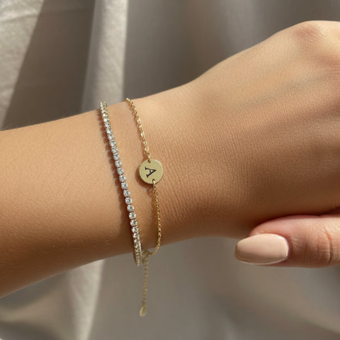 ‘A’ Initial Charm Bracelet in Gold  by Kilkenny Silver