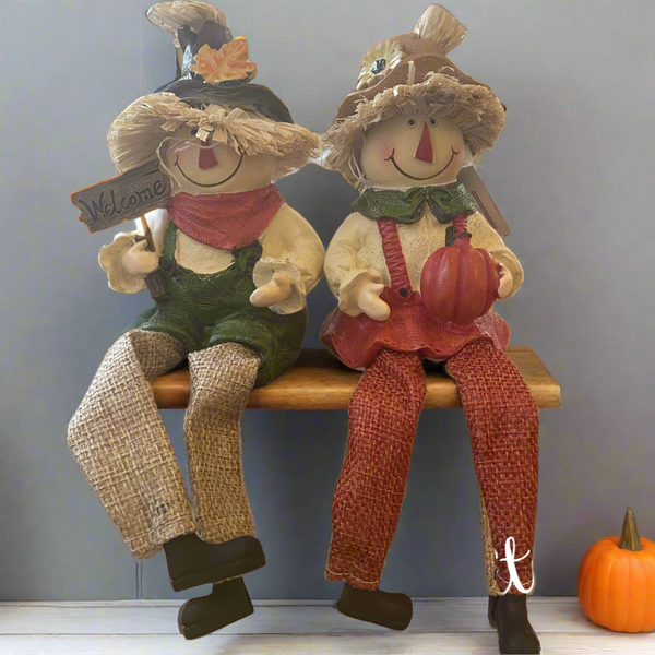 Pair of Scarecrow Shelf Sitters (12cm )