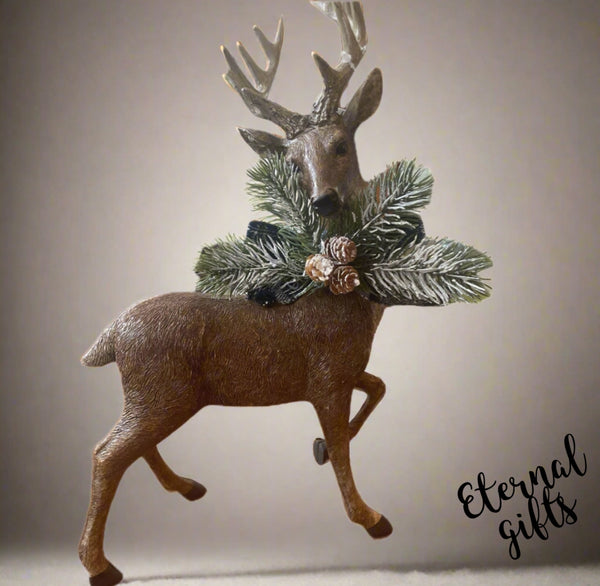 Elegant Christmas Reindeer with Pine Decorative Bow