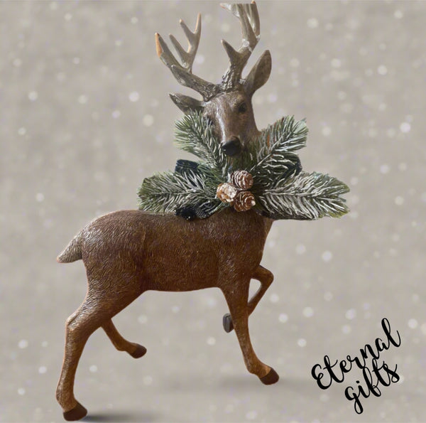 Elegant Christmas Reindeer with Pine Decorative Bow