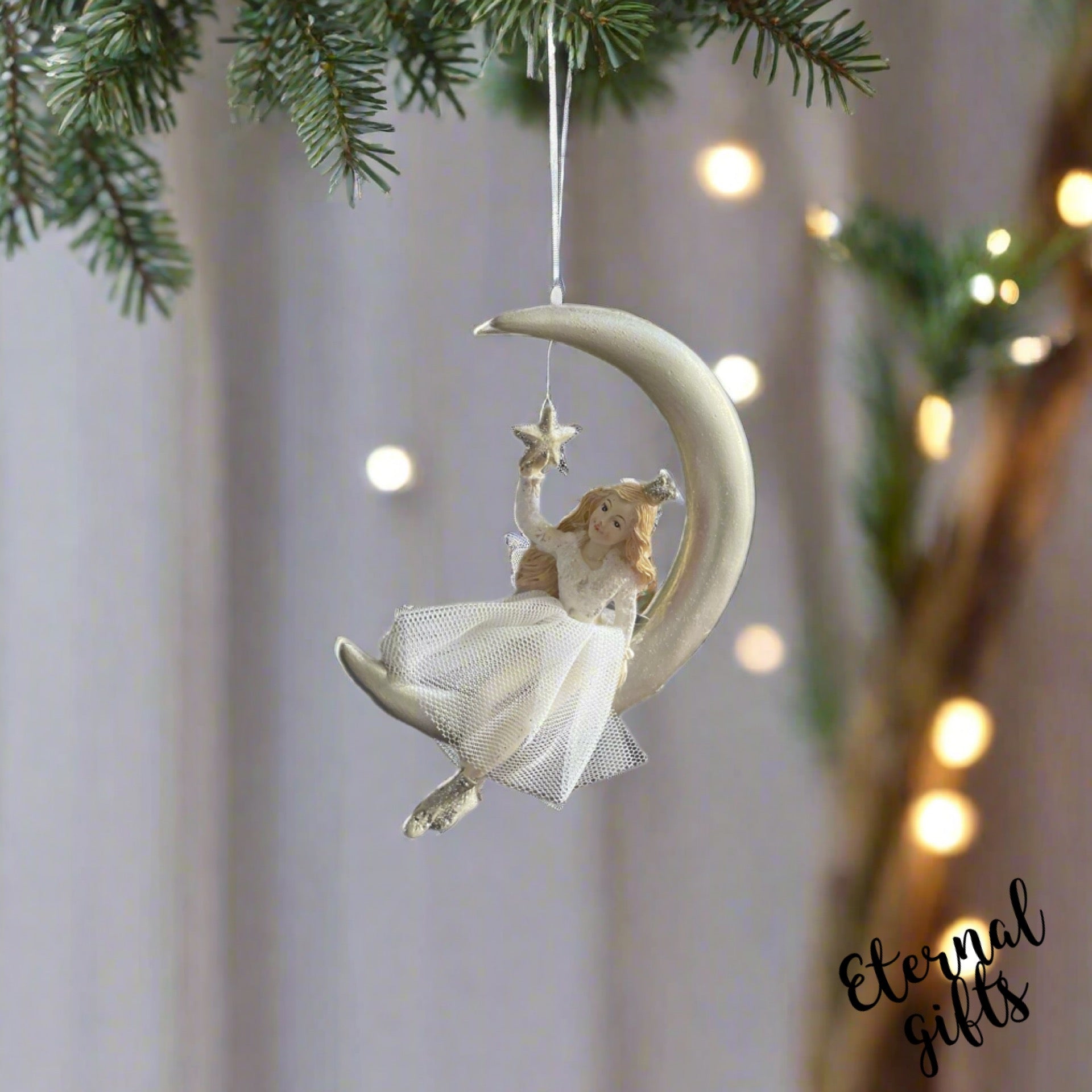 Princess Star on Moon Christmas Hanging Decoration