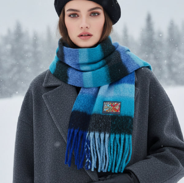 Check Scarf Blue Colurway