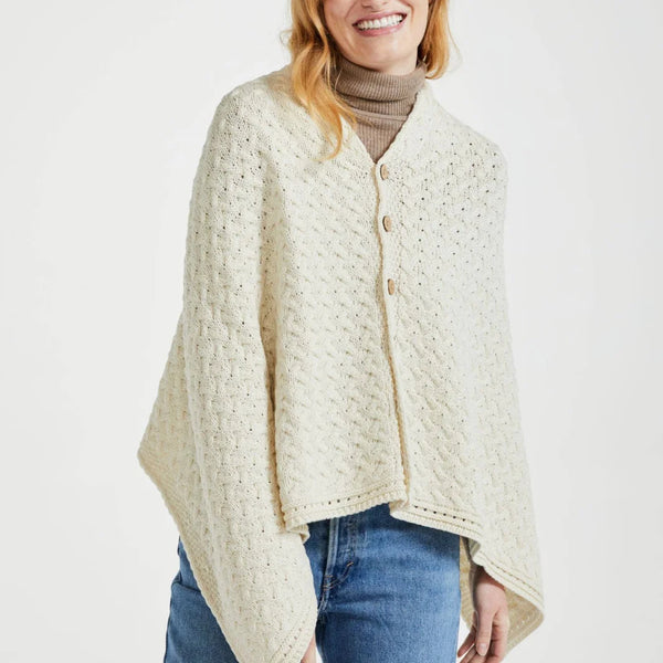 Glenbeigh Aran Cape - Cream by Aran Woolen Mills