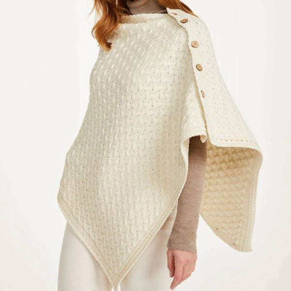Glenbeigh Aran Cape - Cream by Aran Woolen Mills