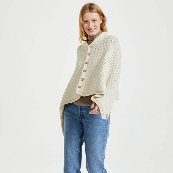 Glenbeigh Aran Cape - Cream by Aran Woolen Mills