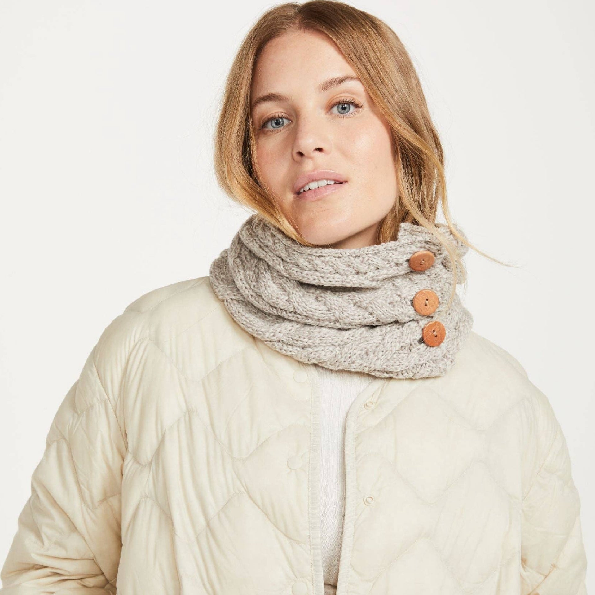 Carrowholly Aran Button Snood -  Oat