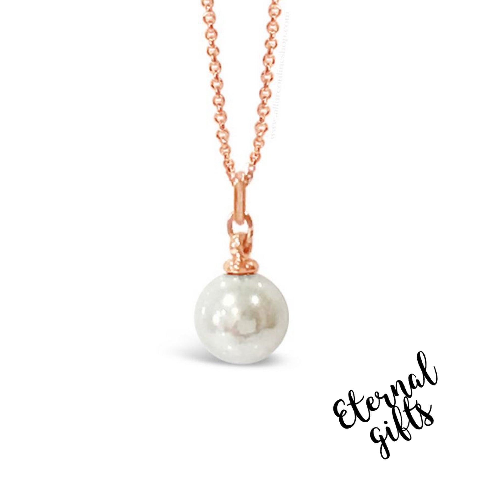 Drop Pearl Necklace in Rose Gold by Jewel Absolute Jewellery