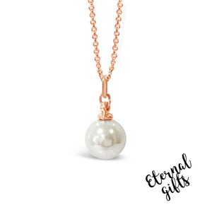 Drop Pearl Necklace in Rose Gold by Jewel Absolute Jewellery