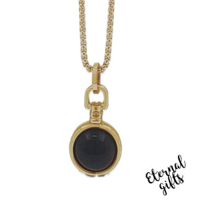 Long Gold Necklace with Black Fob by Absolute Jewellery