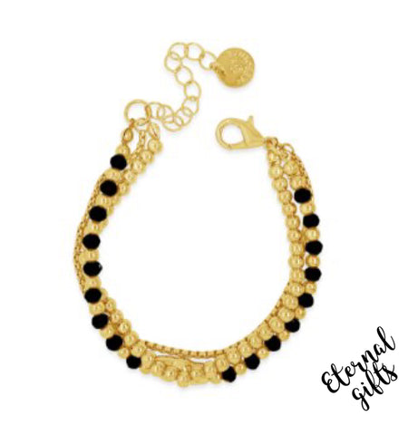 Gold and Black Beaded Bracelet by Absolute Jewellery