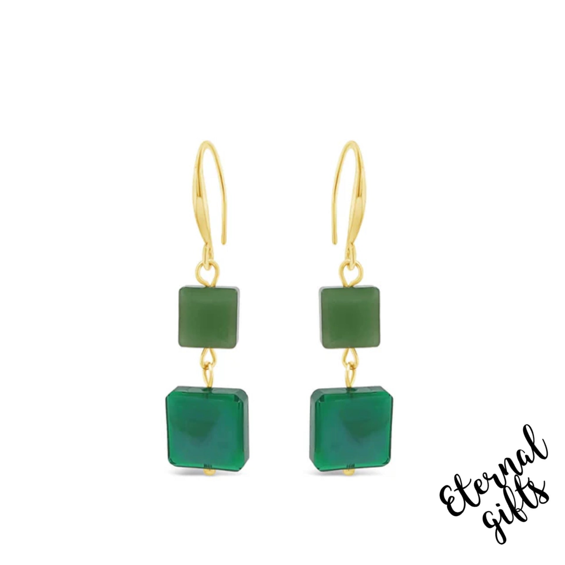 Long Gold and Emerald Earrings From Absolute Collection