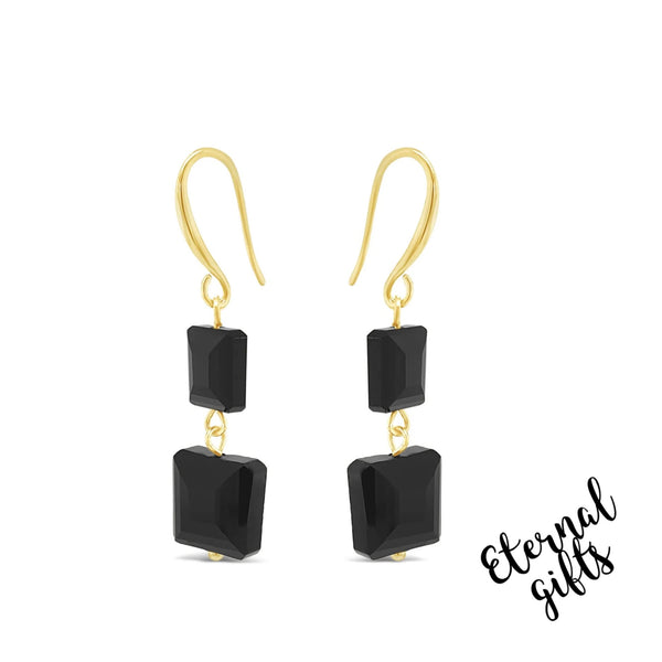 Long Black and Gold Earrings by Absolute Jewellery