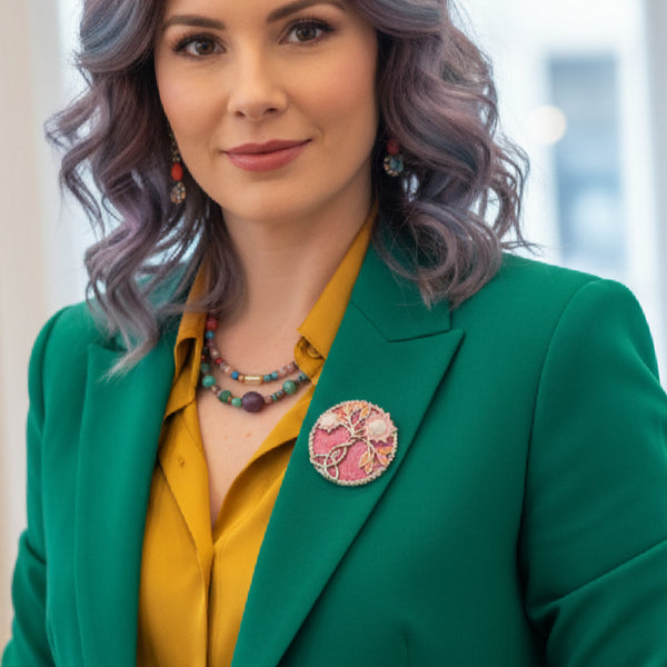 Cerise and Pinks Floral Magnetic Brooch