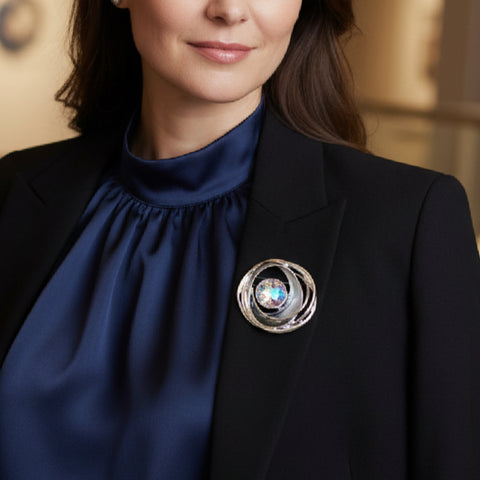 Silver Swirl Magnetic Brooch