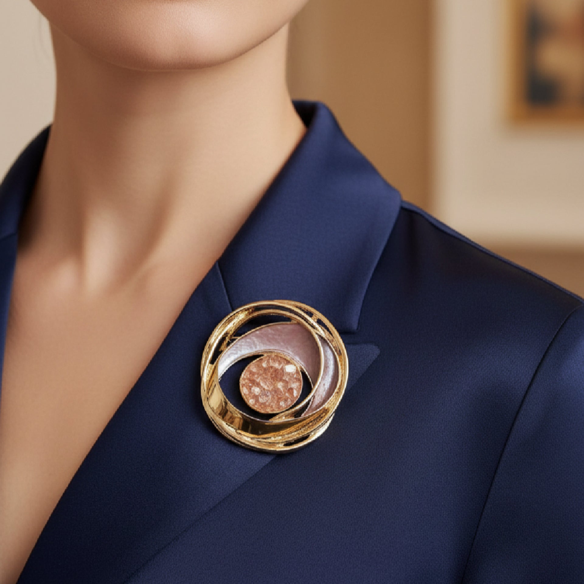 Taupes Swirl Magnetic Brooch