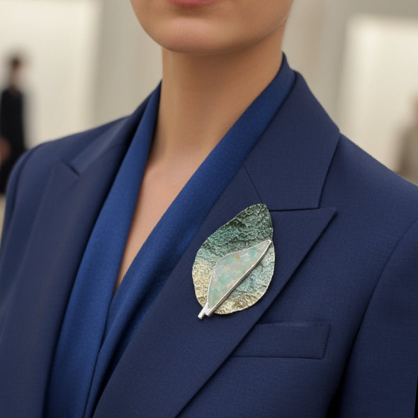 Green Leaf Magnetic Brooch