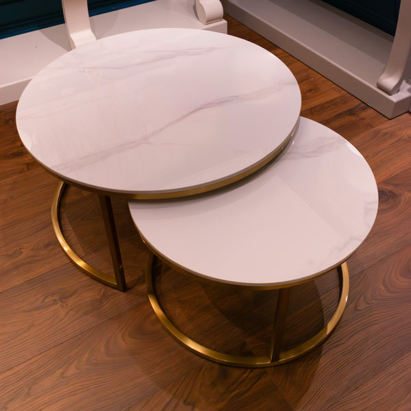 Set of 2 Marble Top Coffee Tables