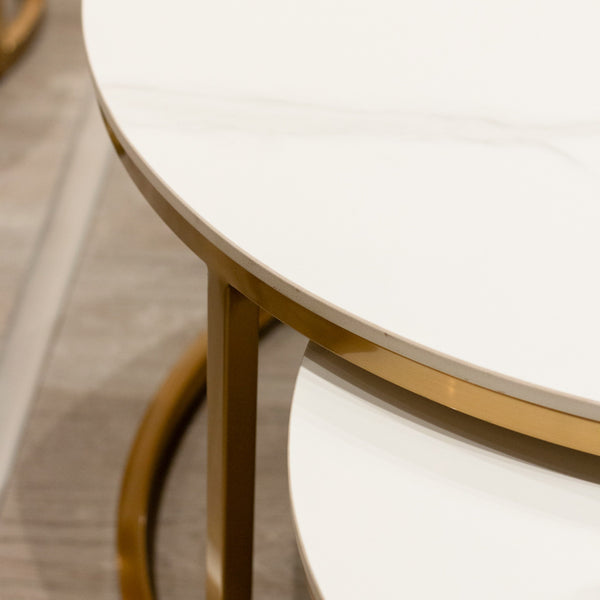 Set of 2 Marble Top Coffee Tables