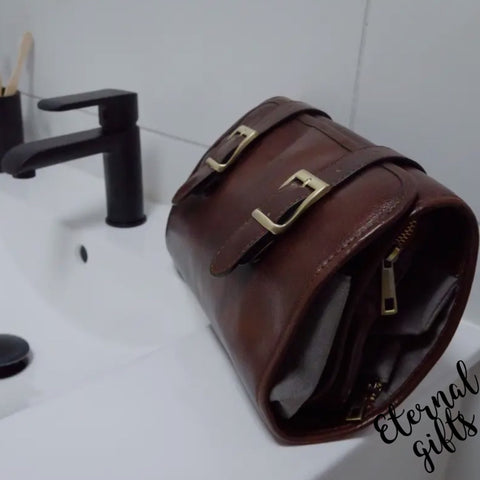 Leather Hanging Wash Bag / Toiletry Bag by Tim Resistance